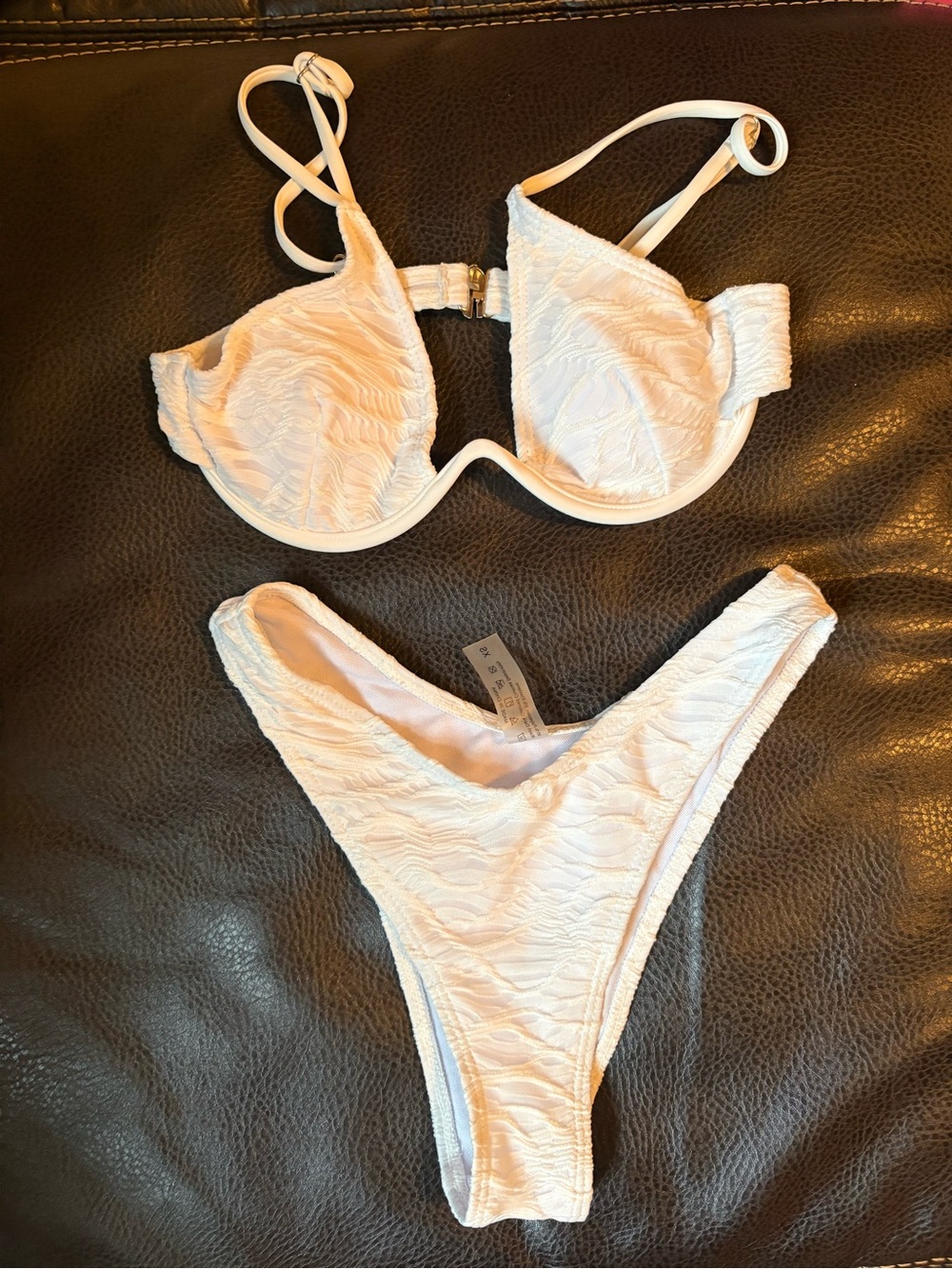 White Textured Bikini Set